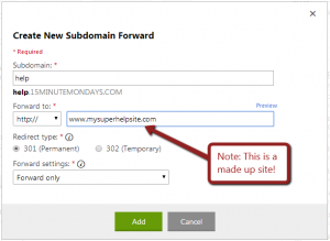 Subdomain forwarding at GoDaddy